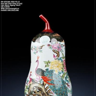 BÌNH HỒ LÔ HỌA TIẾT CHIM CÔNG TỨ QUÝ